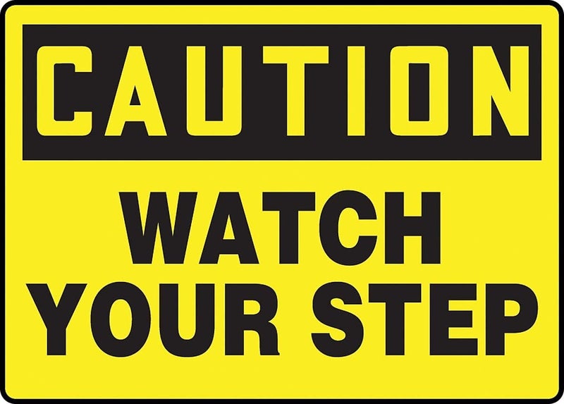 Accuform MSTF645VA Aluminum Safety Sign, Legend "Caution Watch Your Step", 7" Length x 10" Width, Black on Yellow - Image 3
