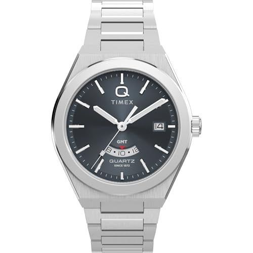 TIMEX ساعة تيمكس للرجال كونتيننتال 39 مم برباط من الفولاذ المقاوم للصدأ بقرص أسود وحالة من الفولاذ المقاوم للصدأ - Image 1