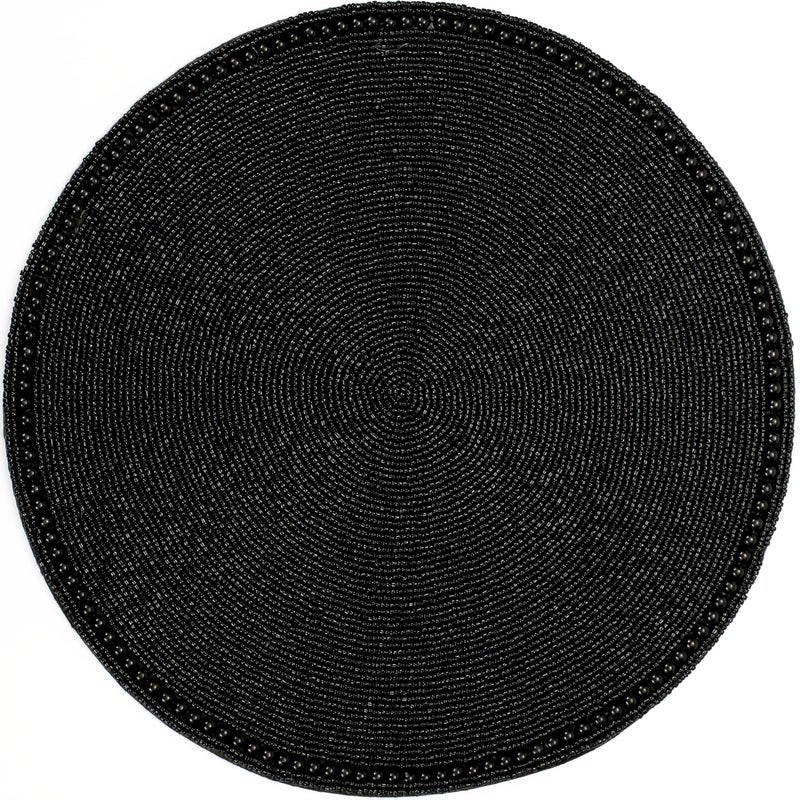 Alpha Living Home ALPHA Living HOME Handmade Round Farmhouse Beaded Placemat  14 Premium Glass Beads  Polyester Backing for Elegant Indoor  Outdoor Dining