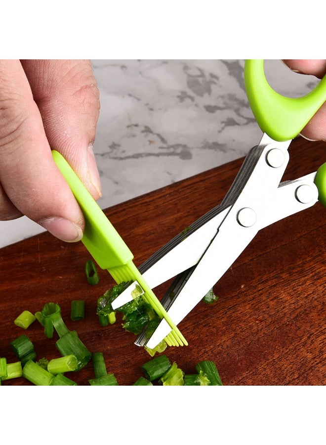 1 piece Multi-functional Stainless Steel 5 Layers Kitchen Scissors, Pepper Shredded Chopped Scallion Cutter Cut Cooking Tool - Image 1