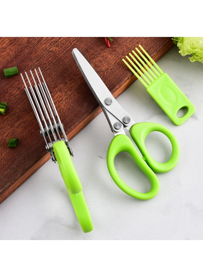 1 piece Multi-functional Stainless Steel 5 Layers Kitchen Scissors, Pepper Shredded Chopped Scallion Cutter Cut Cooking Tool - Image 2