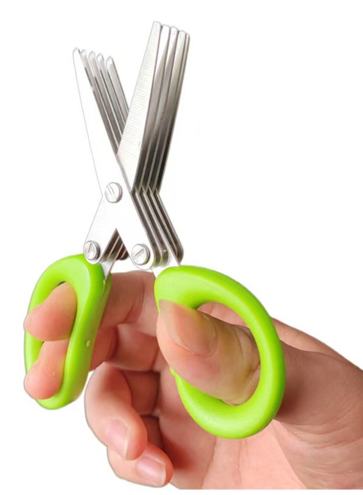 1 piece Multi-functional Stainless Steel 5 Layers Kitchen Scissors, Pepper Shredded Chopped Scallion Cutter Cut Cooking Tool - Image 5