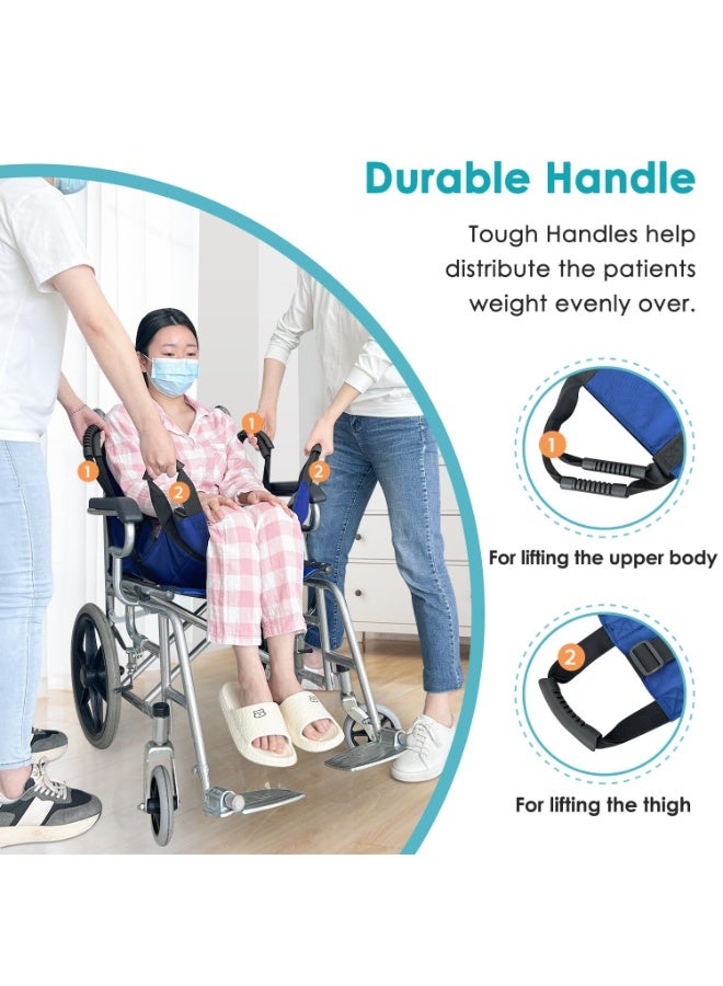 Patient Lift Stair Slide Board Transfer Emergency Evacuation Chair Wheelchair Belt Safety Full Body Medical Lifting Sling Sliding Transferring Disc Use for Seniors,Handicap (Blue - 4 Handles) - Image 5