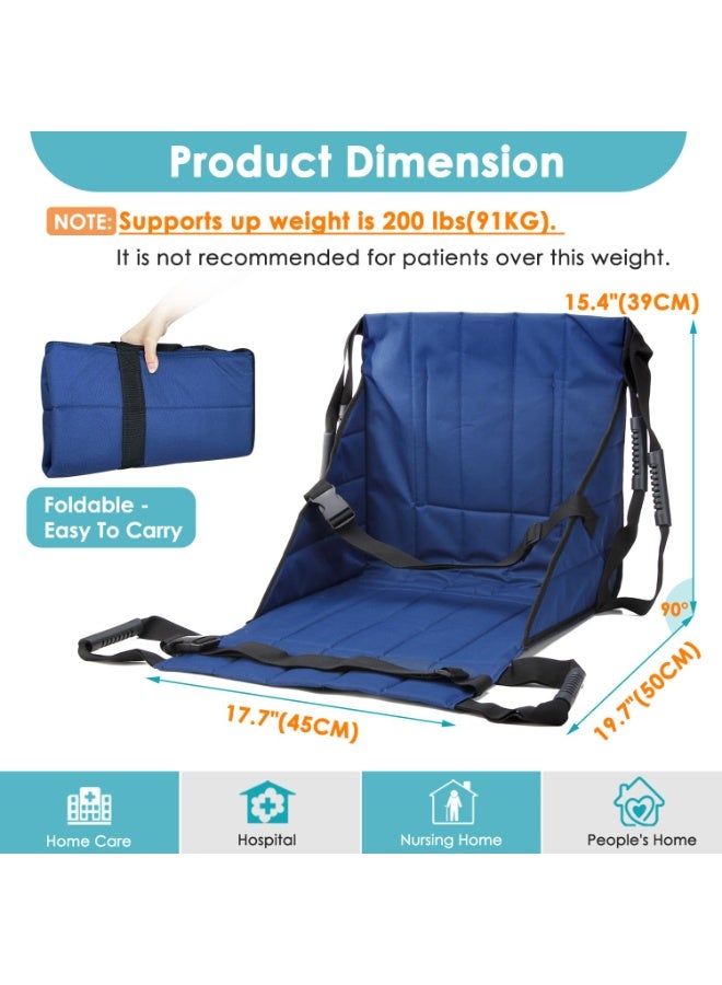 Patient Lift Stair Slide Board Transfer Emergency Evacuation Chair Wheelchair Belt Safety Full Body Medical Lifting Sling Sliding Transferring Disc Use for Seniors,Handicap (Blue - 4 Handles) - Image 3