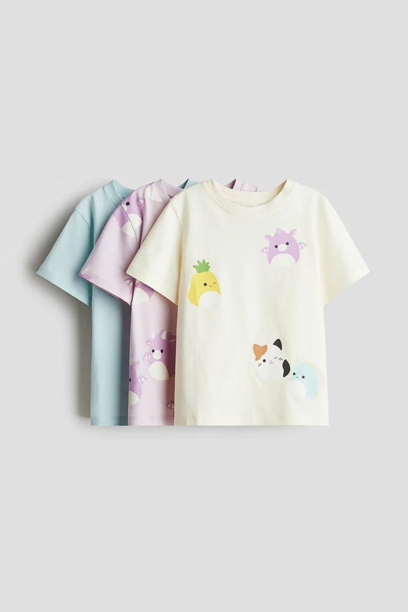 H&M 3-pack printed jersey tops