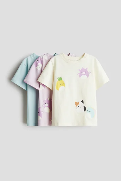 H&M 3-pack printed jersey tops