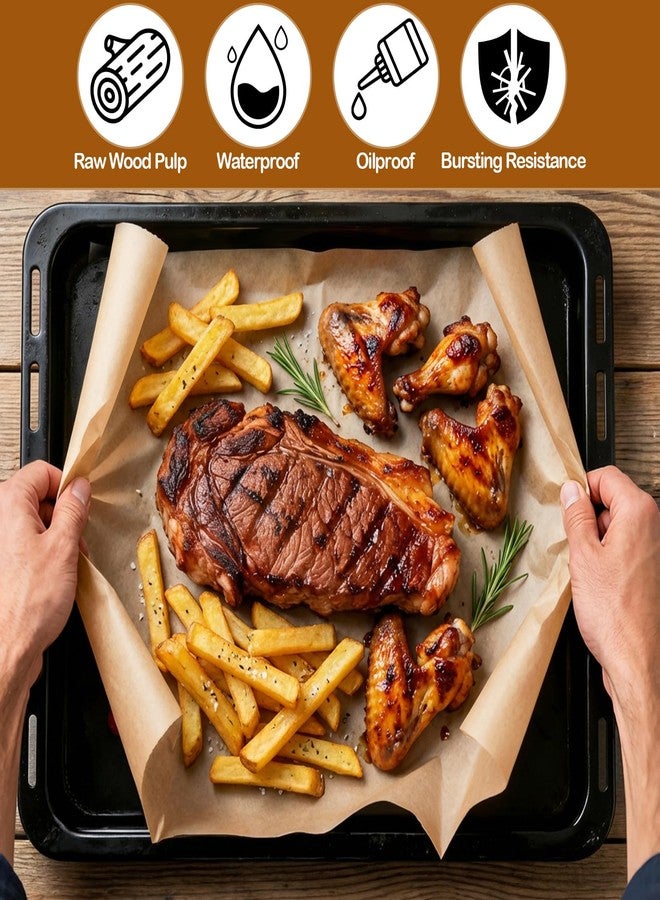 Xaajooio 300 Pcs Disposable Natural Brown Parchment Paper Sheets 12x16 Inches Precut Non-Stick Baking Paper for Oven Air Fryer Cooking Grilling Steaming - Image 4