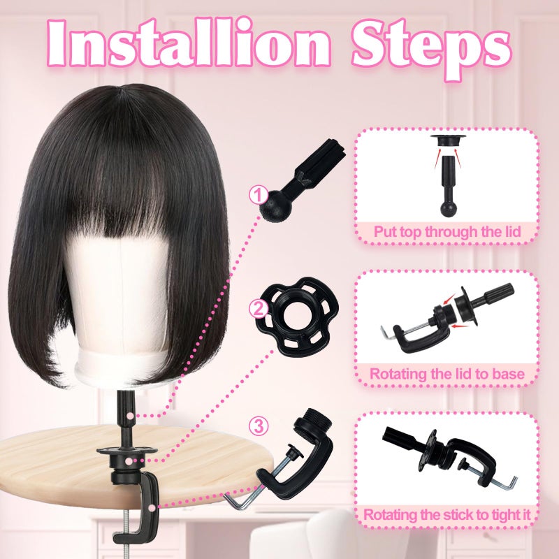 Firstwon 22 Inch Wig Head Mannequin Head for Wigs, Wig Stand with Head for Hair Styling Practice Display Wigs Making Tripod Stand with T Pins Set - Image 5