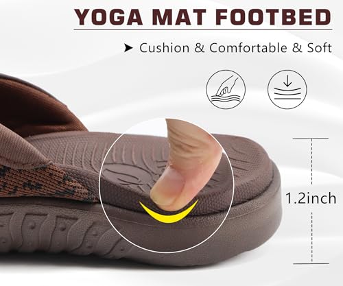 ONCAI Sandals for Men, Comfort Orthotic Plantar Fasciitis Beach Sport Athletic Soft Flip Flops with Yoga Foam Arch Support Brown Size 10 - Image 5