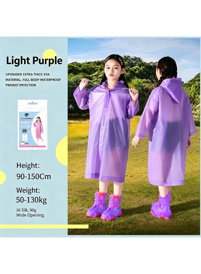 2 Pack Kids EVA Thickened Raincoat, Unisex Long Hooded Rain Poncho, Waterproof Rainwear for School & Outdoor - Image 4
