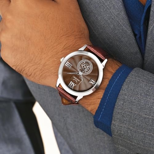 LOUIS DEVIN Brown Leather Strap Analog Wrist Watch for Men (Brown Dial) | LD-GR079-BRWN - Image 2