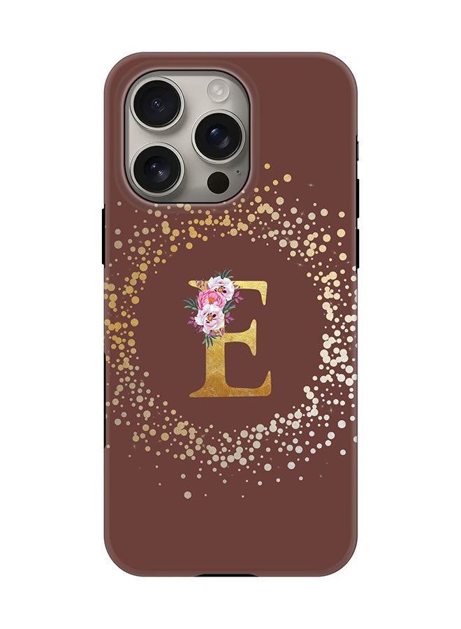 Stylizedd Tough Pro Magnetic Case for iPhone 16 Pro, Dual Layer hybrid PC + TPU Mobile Cover Matte - Custom Monogram Floral - E  (Brown ) - Image 1