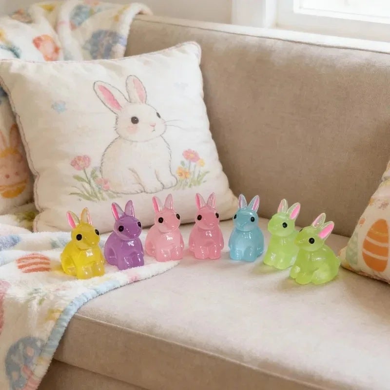 Resin Luminous Rabbit Miniatures Mini Cute Rabbits Ornaments Theme Party Landscape DIY Decoration Supplies Kids Festival Gifts - Image 5