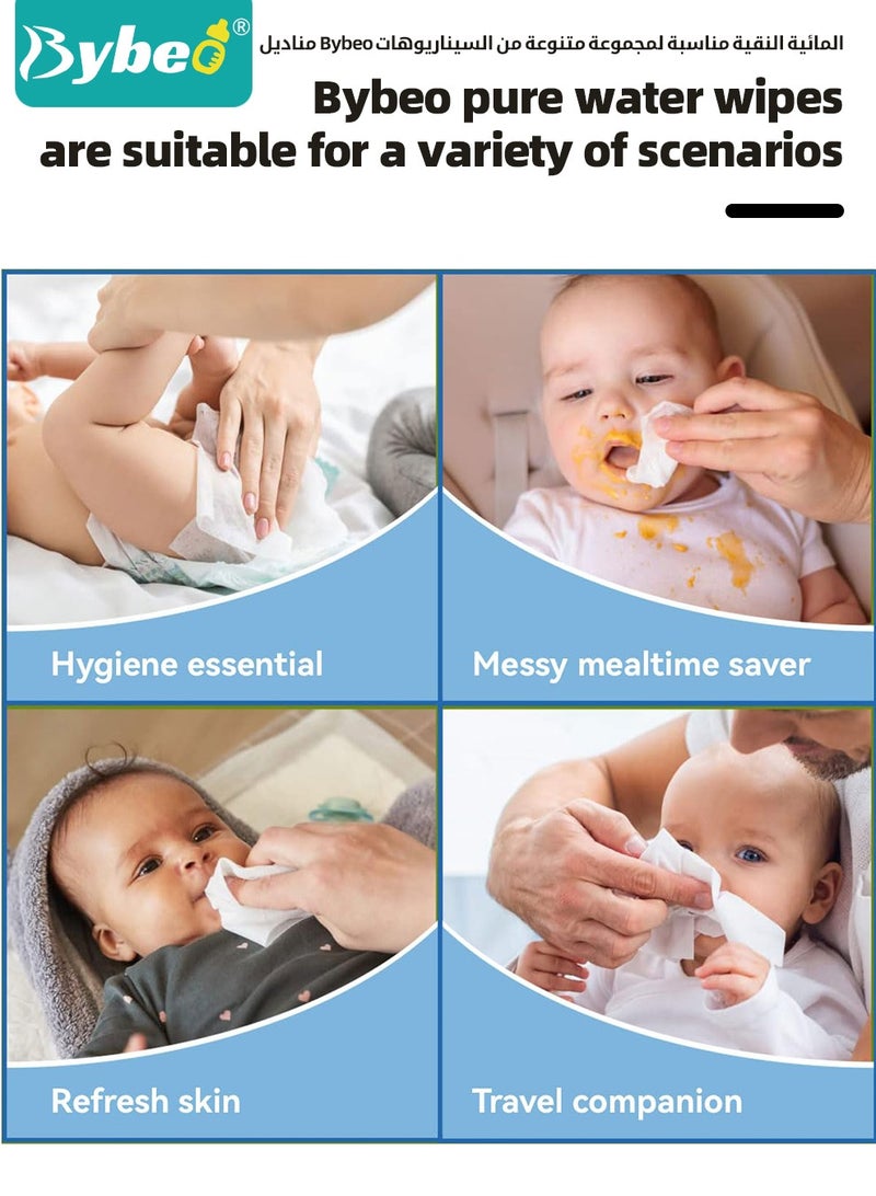 Bybeo Baby Wipes, 99% Pure Water Wipes, Alcohol and Paraben Free, Ultra Soft & Gentle Wet Wipes for Sensitive & Delicate Skin, Portable Mini Individual Package for Travel and Outdoors, 64 Pack x 8 (512 Wipes) - Image 5