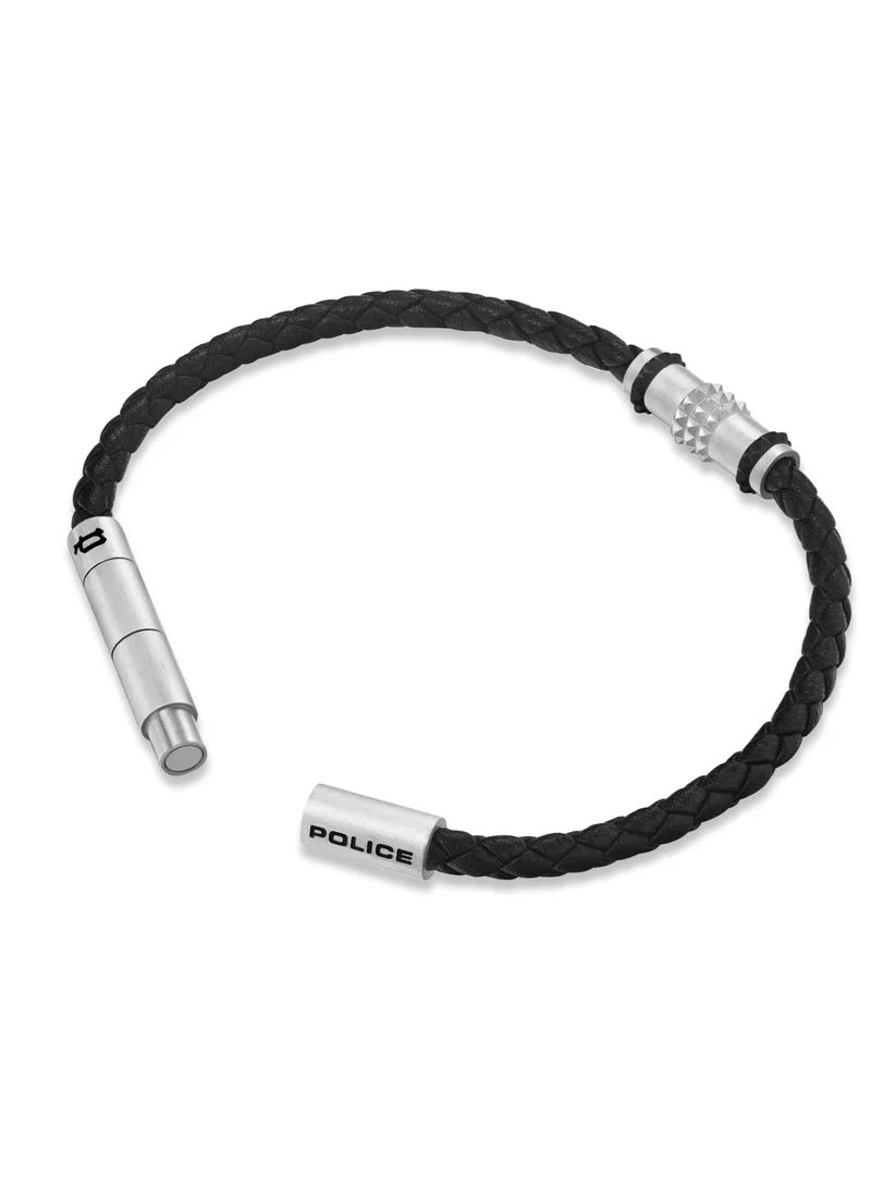 بوليس Ryder Black Pyramid Pattern Leather Bracelet For Men