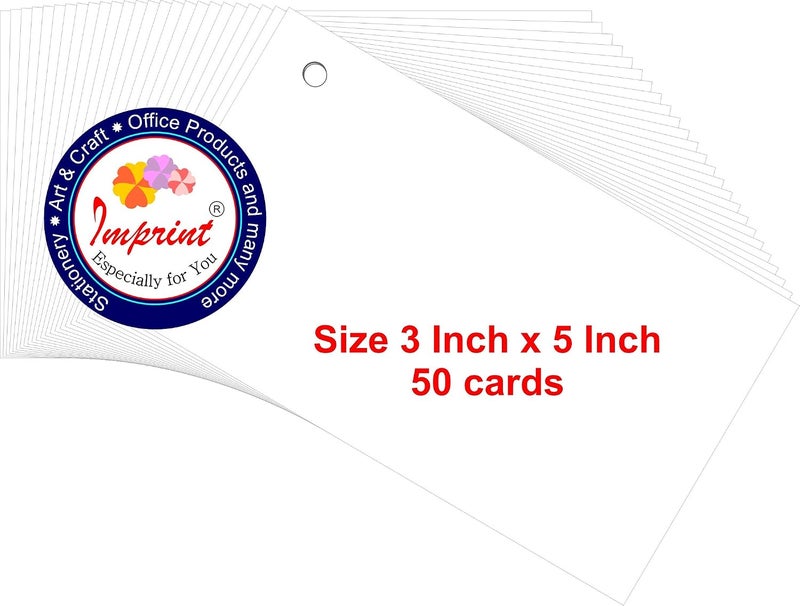IMPRINT Punched Card Stock, Index Cards 3"x 5" White, 50 in This Package - Image 2