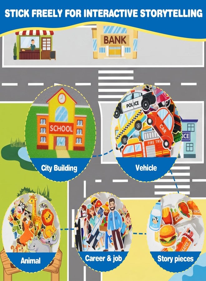 maglala Traffic Felt Busy Board for Toddlers, 40″ x 28″ Large Wall Toy 95PCS Car Road Play Set, Montessori Sensory Toys, Autism Learning Activities, Preschool Educational Gifts for Boys Girls Age 2-5 - Image 2