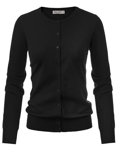 GRACE KARIN Long Sleeve Black Cardigan for Women Button Up Cardigan Sweaters for Women Lightweight Fall Cardigans M - Image 5