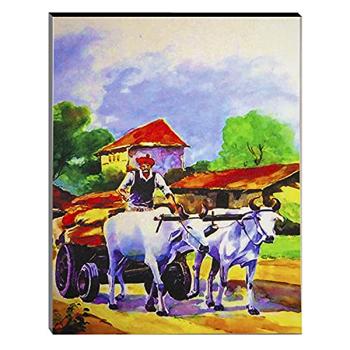 Indianara Set of 3 Indian Village MDF Art Painting (3571FL) without glass 4.5 X 12, 9 X 12, 4.5 X 12 INCH - Image 5