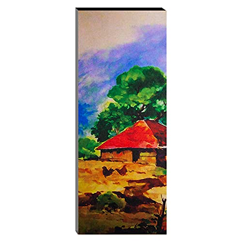 Indianara Set of 3 Indian Village MDF Art Painting (3571FL) without glass 4.5 X 12, 9 X 12, 4.5 X 12 INCH - Image 4