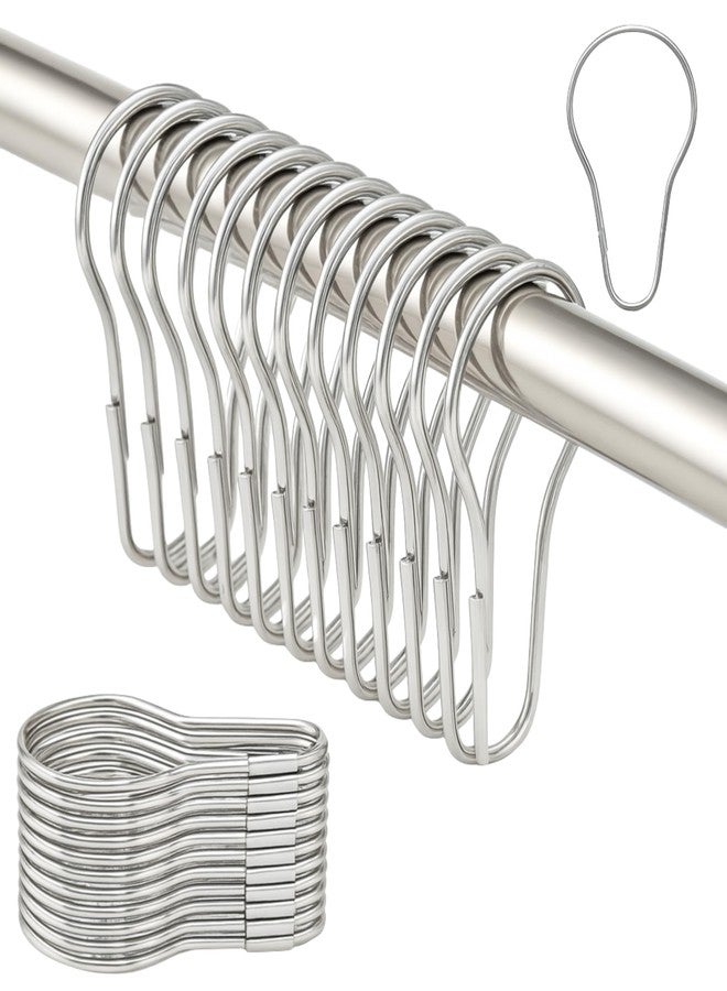 12-Pack Rustproof Metal Shower Curtain Hooks for Bathroom, Heavy-Duty and Smooth Gliding - Image 1