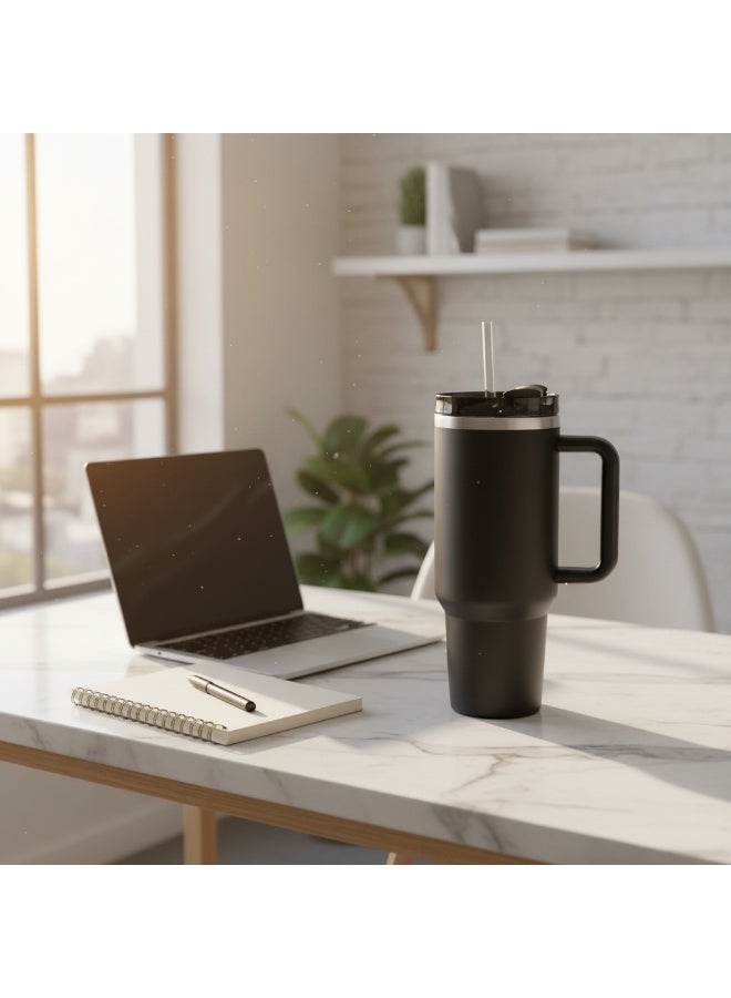 AKDC Premium Black Stainless Steel Vacuum Insulated Bottle with Handle – 26 cm - Image 4