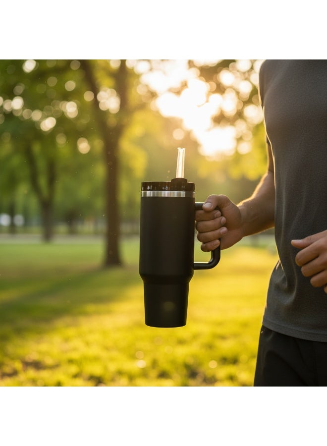 AKDC Premium Black Stainless Steel Vacuum Insulated Bottle with Handle – 26 cm - Image 3