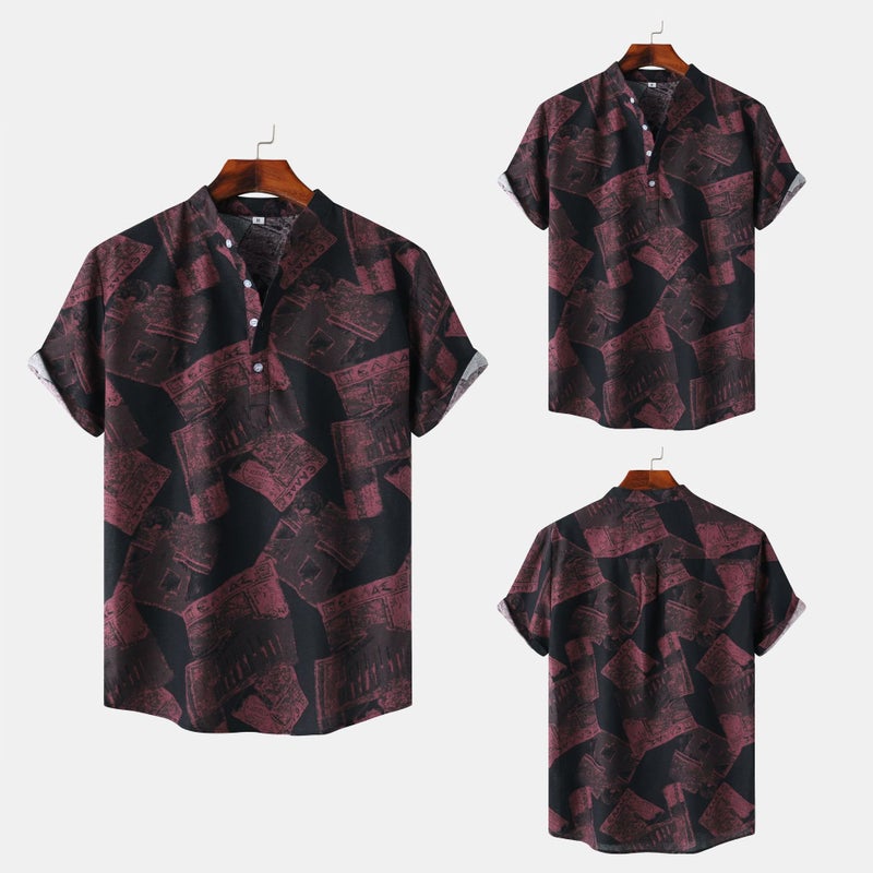 Men'S Short-Sleeved Shirt 2025 Plus Size Casual Hawaiian Printed Shirt Men'S Men'S Clothing - Image 5