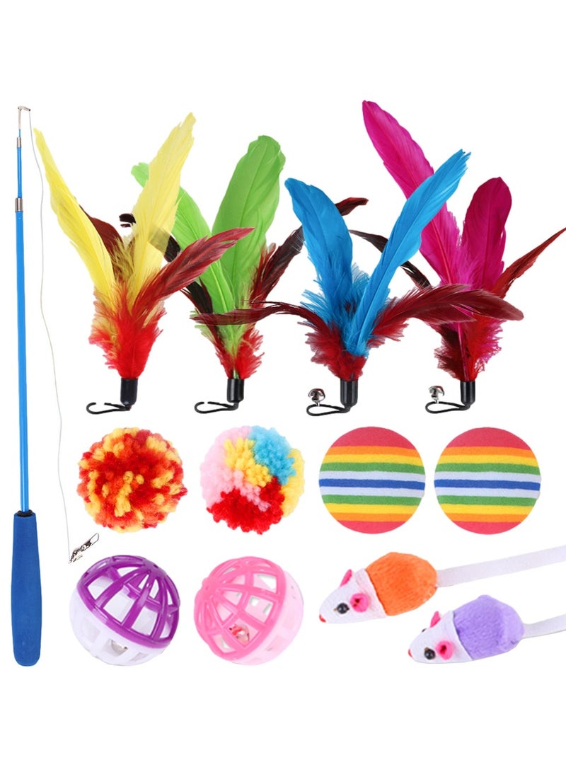 Deo King 13-Piece Funny Cat Teaser Pole and Pet Toys - Image 1