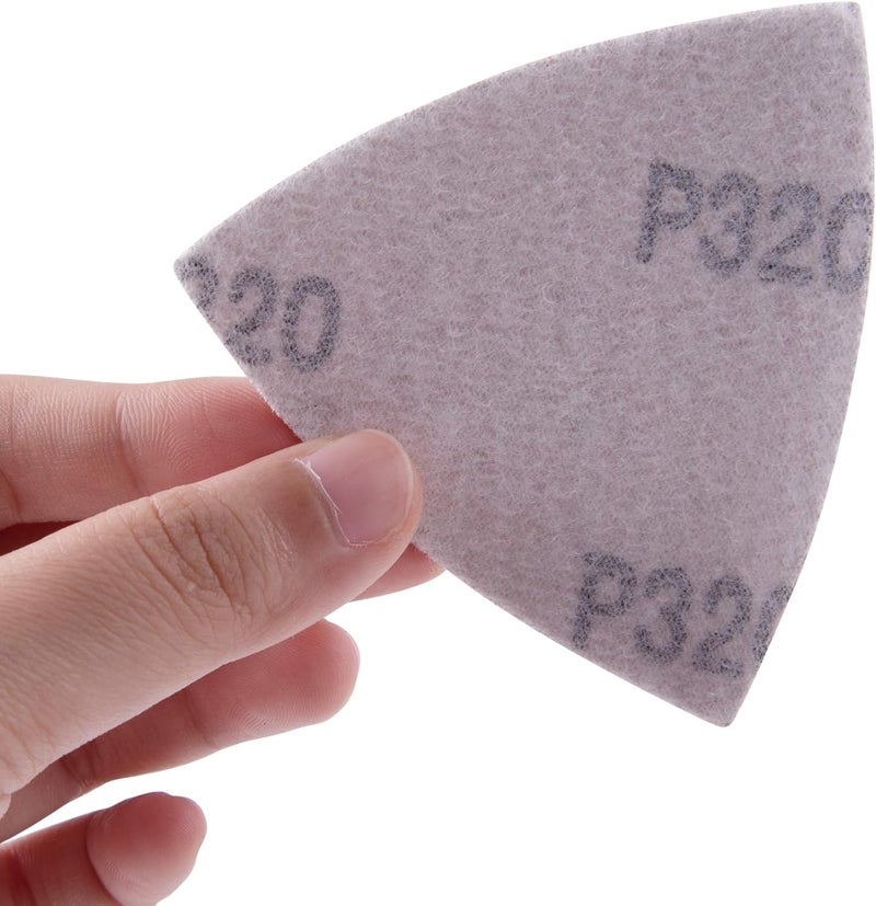 AUSTOR 120 قطعة ورق صنفرة مثلثي، أوراق صنفرة مثلثية تناسب وسادة صنفرة متعددة الاستخدامات 3-1/8 بوصة، مع خطاف وحلقة متنوعة 40/60/80/120/150/180/240/320/400 حبيبات، بدون ثقوب - Image 3