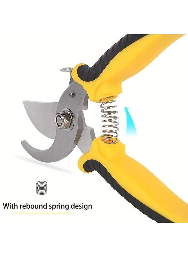Yellow Heavy Duty Garden Shears Sharp Stainless Steel Blades Non Slip Grip Professional Home Gardening Pruning - Image 4