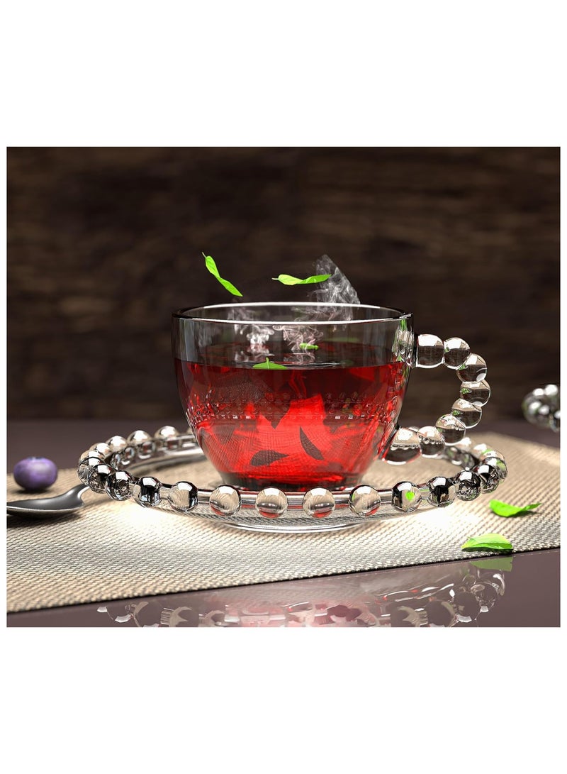 Tea Mug Set of 6 Mugs + Bubbly Serving Plates - Image 4