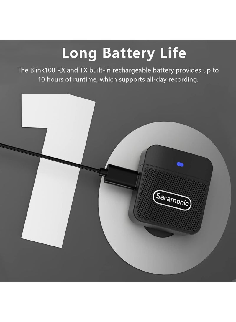 Saramonic Saramonic Blink100 B4 Wireless Lavalier Microphones for iPhone iPad 2.4GHz Plug & Play Lapel Clip-on Mic With Noise  - Image 3