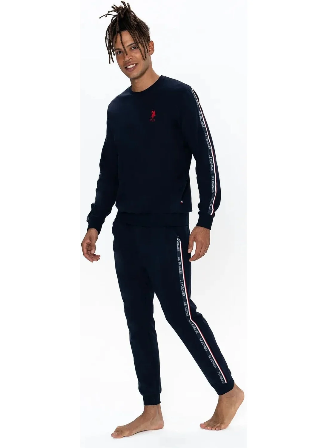 U.S. Polo Assn. 18923 Men's Long Sleeve Crew Neck Casual Home Wear-Navy Blue