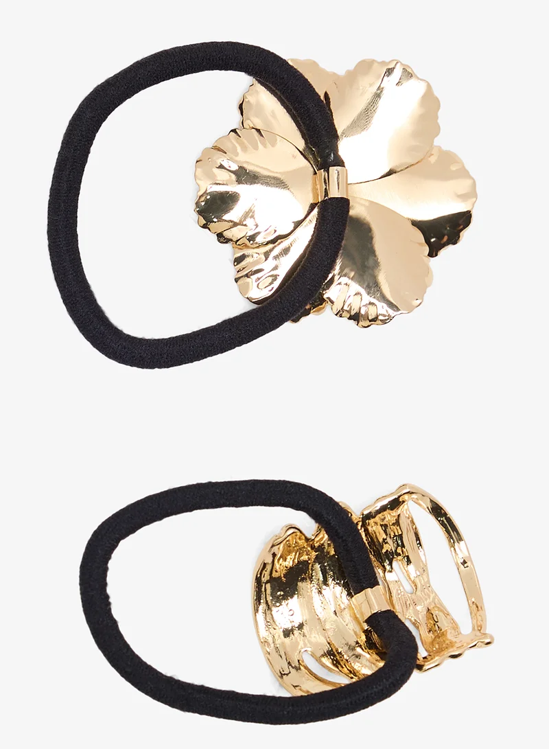 ايلا 2PK Metallic Chunky Gold Statement Hairties