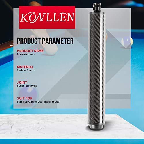 KONLLEN Pool Cue Extension 2'' 3'' 4'' 6'' 8'' 12'' Carbon Fiber Billiard Cue Extension Billiard Accessories for Pool Sticks - Image 4