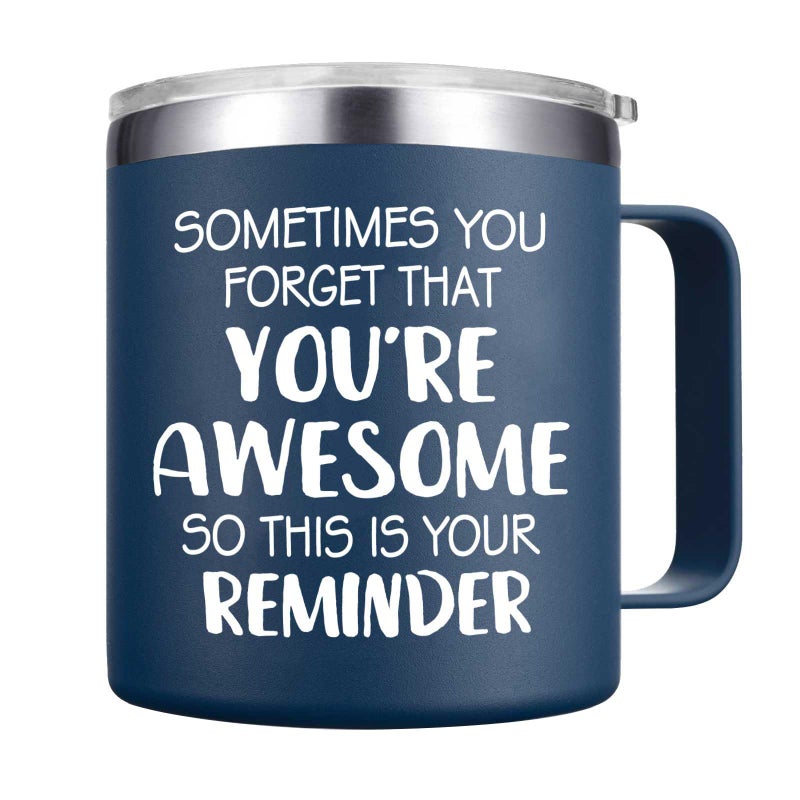 Abledn Christmas Gifts for Men Sometimes You Forget Youre Awesome Mug Inspirational Birthday Holiday Presents for Men Him Dad Guy 14Oz Navy Blue