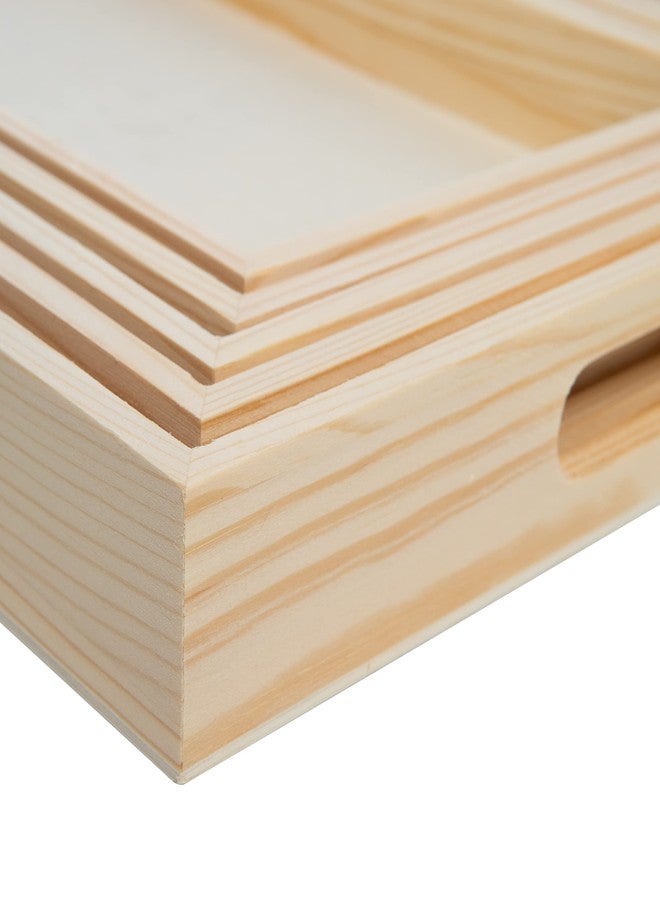 Creative Hobbies Wooden Nested Serving Trays - Set of 5 Unfinished Trays with Cut-Out Handles for Crafts, Serving, and Home Décor (Rectangle) - Image 5