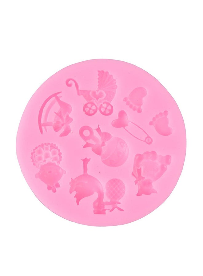 بولن لايف قالب شوكولاتة وكعك مصنوع من السيليكون المقاوم للالتصاق بتصميم حيوانات وأطفال وردي - Image 1