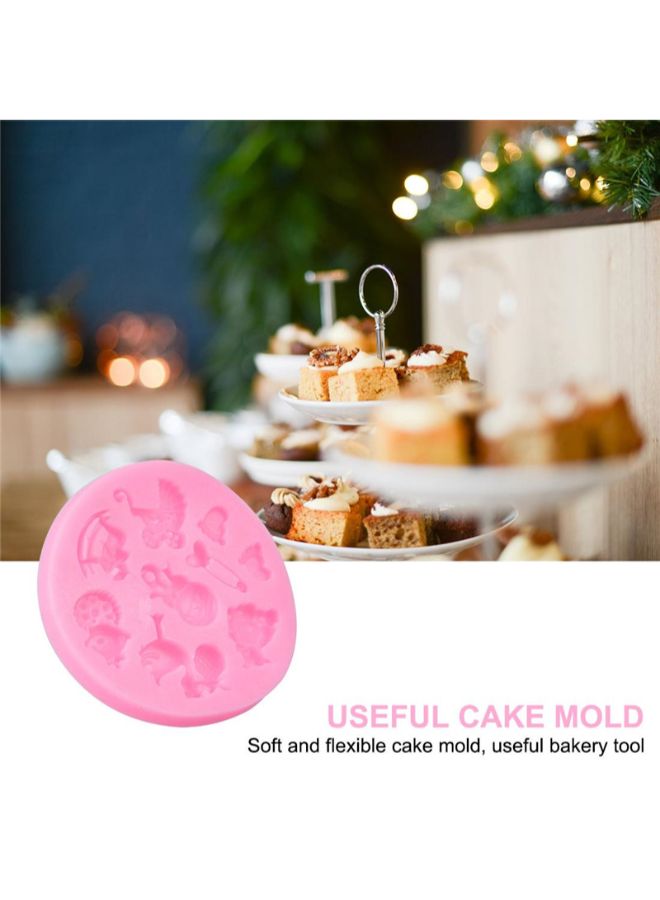 بولن لايف قالب شوكولاتة وكعك مصنوع من السيليكون المقاوم للالتصاق بتصميم حيوانات وأطفال وردي - Image 4