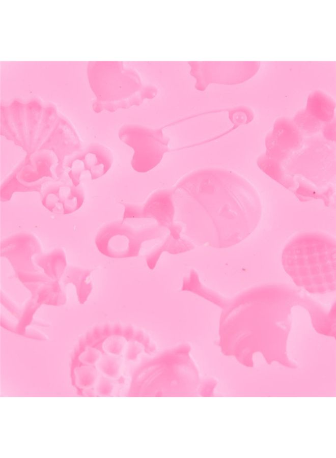 بولن لايف قالب شوكولاتة وكعك مصنوع من السيليكون المقاوم للالتصاق بتصميم حيوانات وأطفال وردي - Image 2