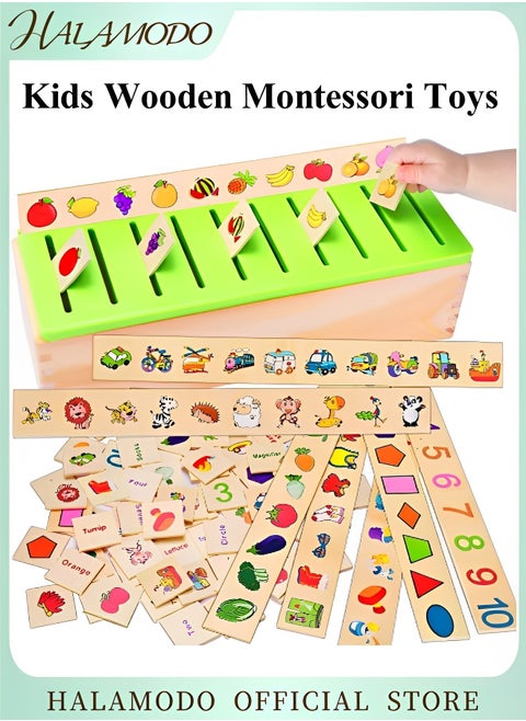 Wooden Montessori Toys for Kids Toddler Preschool Toys Color Shape Matching Sorting Box Preschool Learning Activities Sensory Bin Autism Puzzles Great Gift for 1-3 Boys Girls