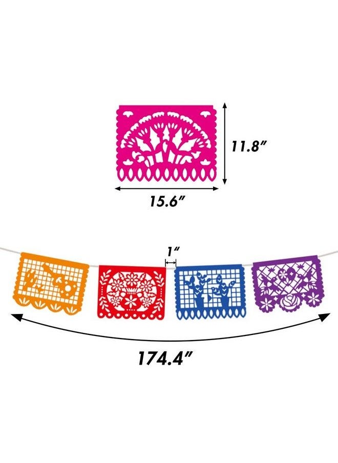 DomeStar - Mexican Party Banner 18 Feet Plastic Fiesta Banner Cinco De Mayo Dia De Los Muertos Decor Day Of The Dead Papel Picado Decorations Mexican Fiesta Garland For Mexican Party Supplies - Image 1