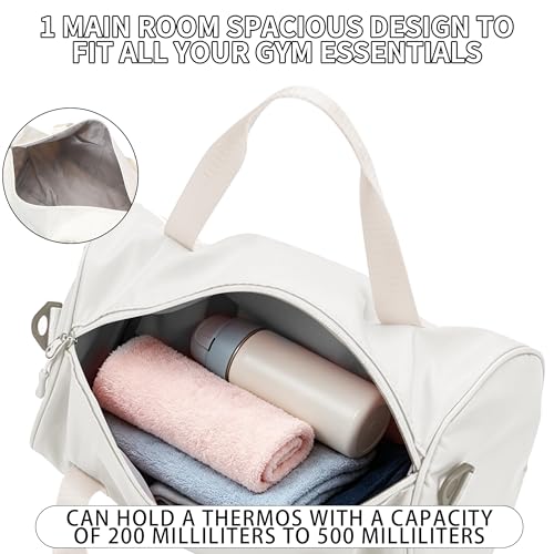 W WINTMING Mini Gym Bag for Women Small Duffle Bag Mini Gym Tote Bag Sport Bag for Yoga Swimming Dance (White) - Image 3