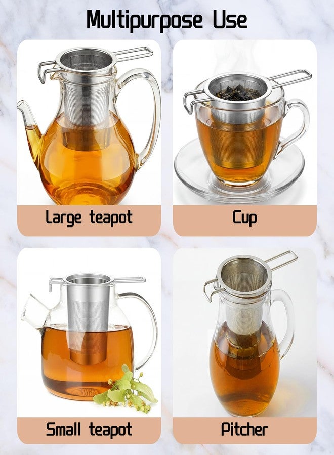 Ferrochef 2 Pack Extra Fine Tea Infuser with Ceramic Dish Set Stainless Steel Loose Leaf Strainer with Extended Handle, Large Extra Fine Mesh Tea Filter for Cups, Mugs & Teapots - Image 4