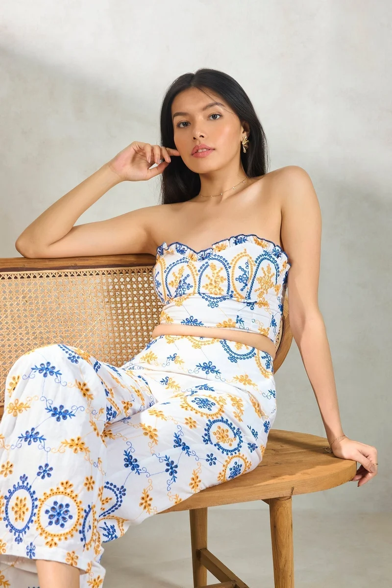 فيرجيو بلوزات قطنية يومية للنساء بتطريز شيفلي