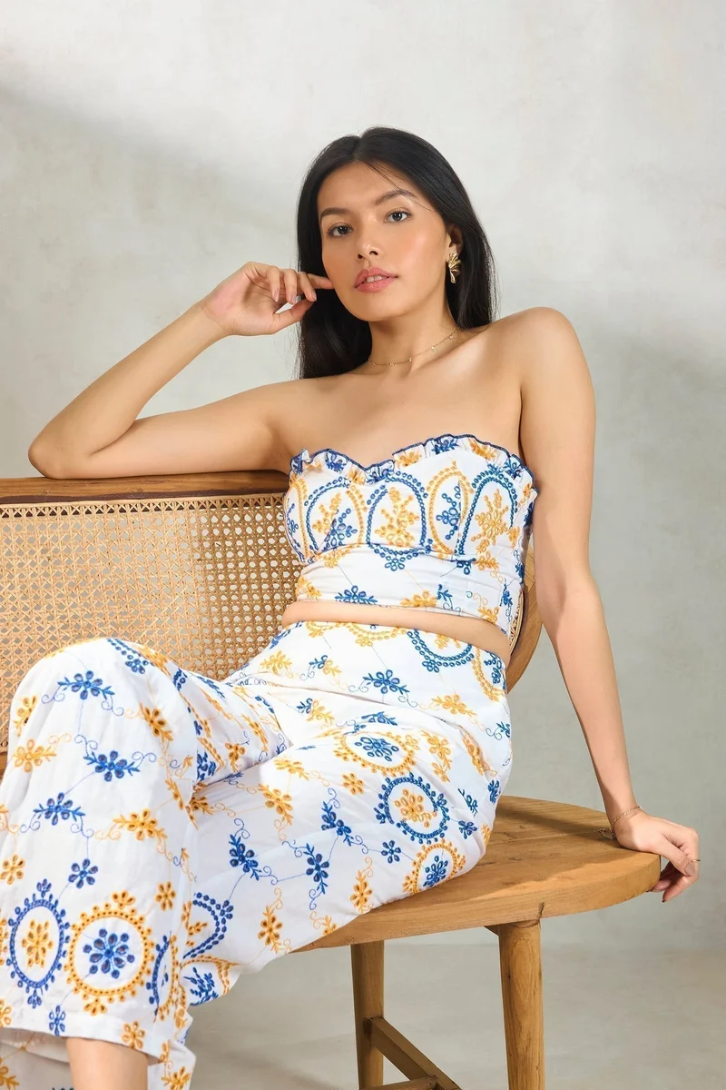 Virgio Cotton Tube Daywear Tops In Schiffli for Women