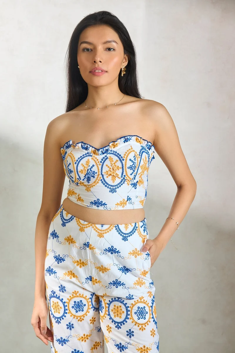 فيرجيو بلوزات قطنية يومية للنساء بتطريز شيفلي