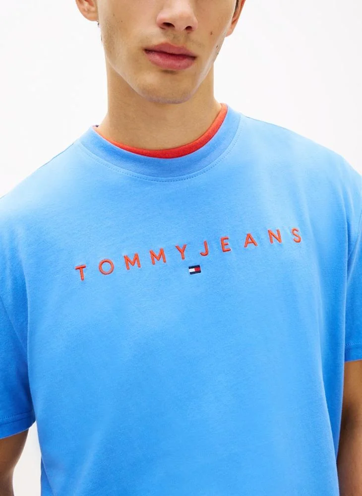 TOMMY JEANS  Linear Logo Embroidery Jersey T-Shirt for Men | Best Price UAE