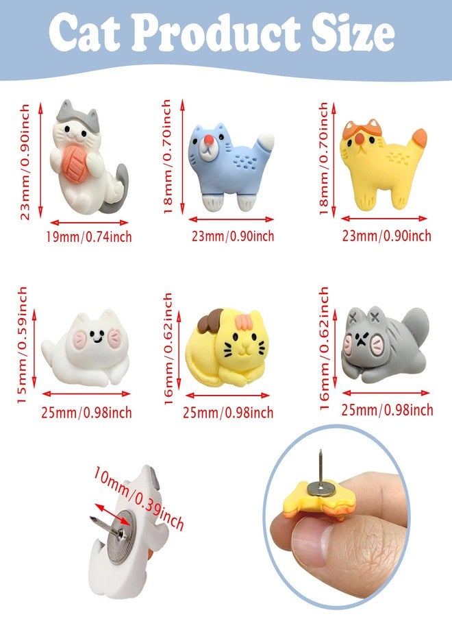 LLDYNW 30 pcs Cat Push Pins Cute Thumbtacks Cartoon Pushpins for Cork Board Photo Memo Paper Menu Maps Drawing Pins - Image 2